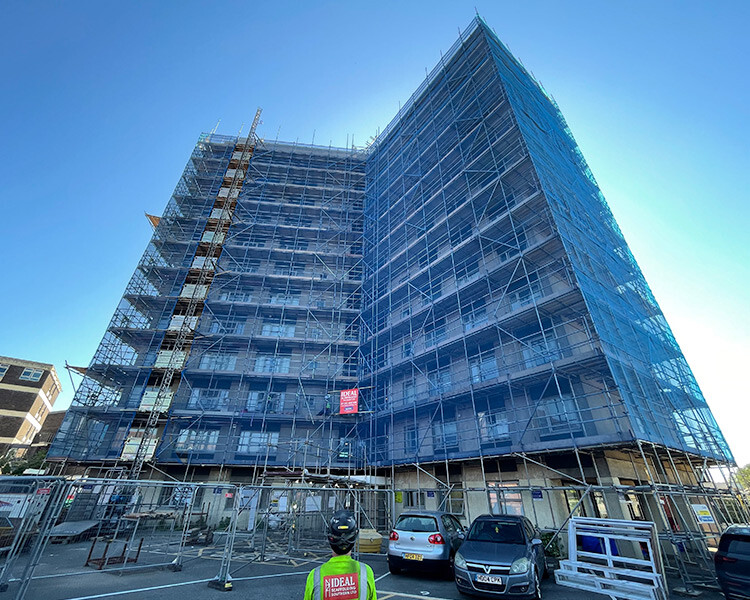 Scaffolding on high rise building