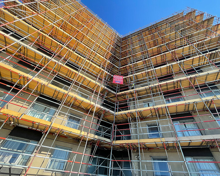 Scaffolding on high rise building